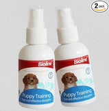BIOLINE Pee Training Spray Train Where to Urinate do Potty Indoor & Outdoor for Cat & Dog with Natural Extracts | Keep Smelling Fresh | Pet Area Freshener | Pack of 2 | 50ml