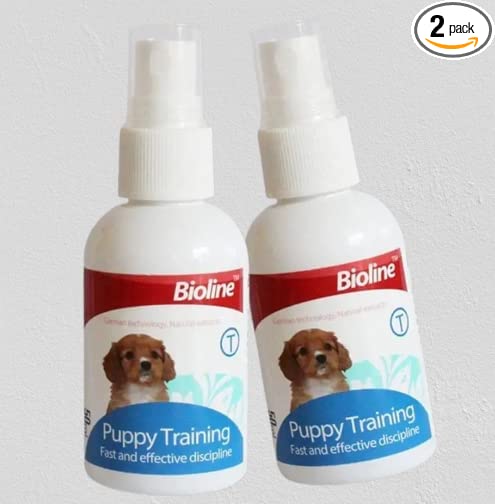 BIOLINE Pee Training Spray Train Where to Urinate do Potty Indoor & Outdoor for Cat & Dog with Natural Extracts | Keep Smelling Fresh | Pet Area Freshener | Pack of 2 | 50ml