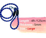 OH MY PET Strong Dog Rope Leash With Padded Handle And Highly Reflective Threads For Medium And Large Dogs (4ft) (Colour May Vary)