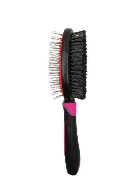 Pet Grooming Brush And Hair Comb, Professional Double Sided Bristle & Pin Brush For Pet Grooming With Silicone Handle For Pets.