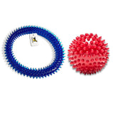 OH MY PET Non-Toxic Chew Toy Combo Dog Toy for Medium and Large Breeds Chew Toy Combo (Rubber Spike ringh Medium + Rubber Ring Medium)