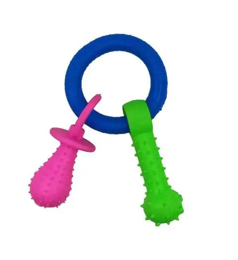 Dog Biting Ring Toy And Dog Soft Rubber Molar Toy & Pet Bite Cleaning Tooth Toy