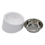 Pet Slanted Bowl For Dogs Stainless Steel And Melamine Dog Bowl With Rubber Antiskid Base (White)- Small