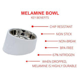 Pet Slanted Bowl For Dogs Stainless Steel And Melamine Dog Bowl With Rubber Antiskid Base (White)- Small