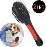 Pet Grooming Brush And Hair Comb, Double Sided Bristle With Silicone Handle For Pets