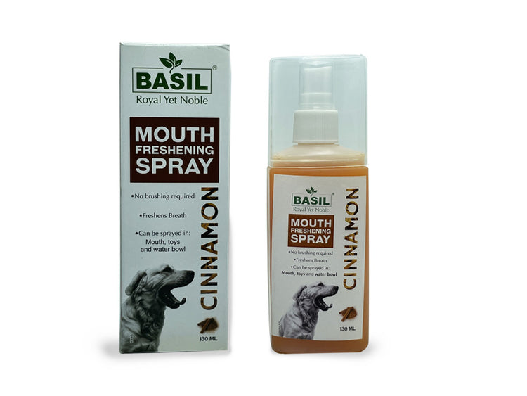 Basil Dog Mouth Freshening Spray Herbal (Cinnamon Flavor) 130 Ml Pet Mouth Freshener